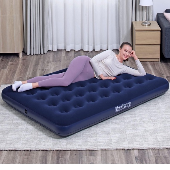 Bestway Comfort Quest Flocked Double Air Mattress bed - Blue, 80” x 60” x 8.5 - Picture 2 of 4